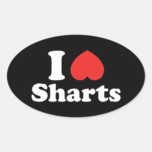 I Heart Sharts Ovale Sticker (Voorkant)