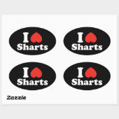 I Heart Sharts Ovale Sticker (Vel)