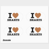 I Heart Sharts Ovale Sticker (Vel)