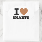 I Heart Sharts Ovale Sticker (Tas)