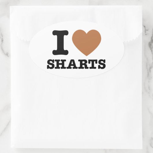 I Heart Sharts Ovale Sticker (Tas)