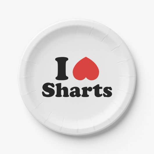 I Heart Sharts Papieren Bordje (Voorkant)