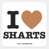 I Heart Sharts Vierkante Sticker (Voorkant)