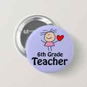 I Heart Six Grade Teacher Ronde Button 5,7 Cm (Voorkant /achterkant)
