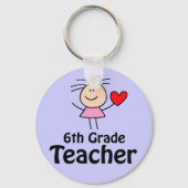I Heart Six Grade Teacher Sleutelhanger (Voorkant)