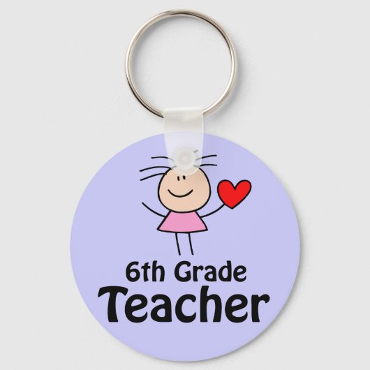 I Heart Six Grade Teacher Sleutelhanger (Voorkant)