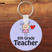 I Heart Six Grade Teacher Sleutelhanger (Voorkant)