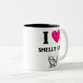 I "Heart" Smelly Cat Tweekleurige Koffiemok (Voorkant rechts)