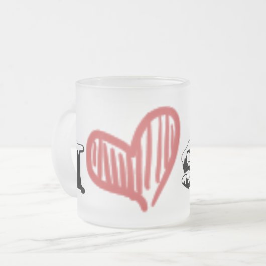 I Heart Snow Frosted Mok (Voorkant links)