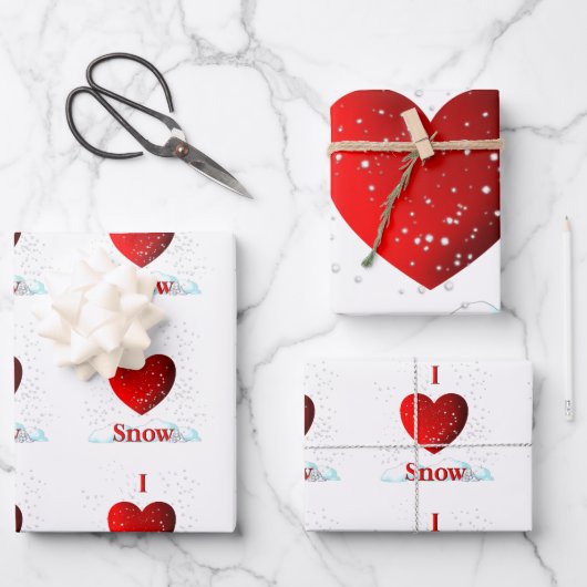 I Heart Snow Inpakpapier Vel (Voorkant)