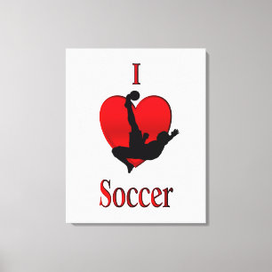 I Heart Soccer Canvas Afdruk
