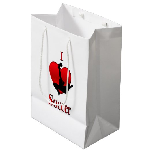 I Heart Soccer Medium Cadeauzakje (Voorkant Gekanteld)