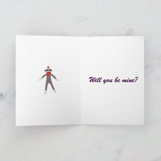 I Heart Sock Monkey Kaart (Binnen)