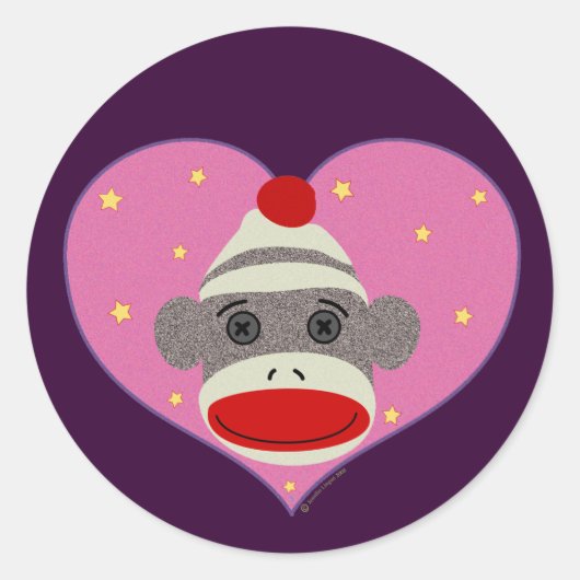 I Heart Sock Monkey Sticker (Voorkant)