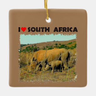 I Heart South Africa Rhino tot riet Keramisch Ornament