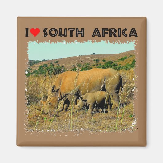 I Heart South Africa Rhino tot riet Magneet (Voorkant)