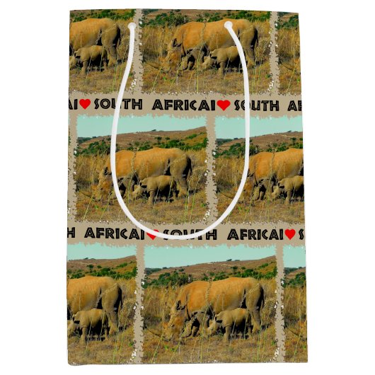 I Heart South Africa Rhinoriet Medium Cadeauzakje (Voorkant)