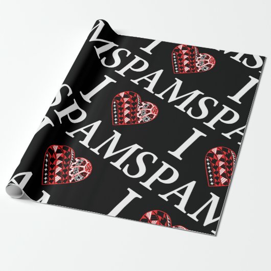 I Heart SPAM Black Cadeaupapier (Uitgerold)