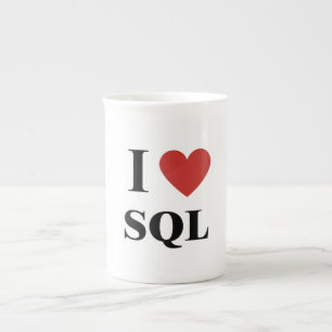 I Heart SQL Porselein Kop