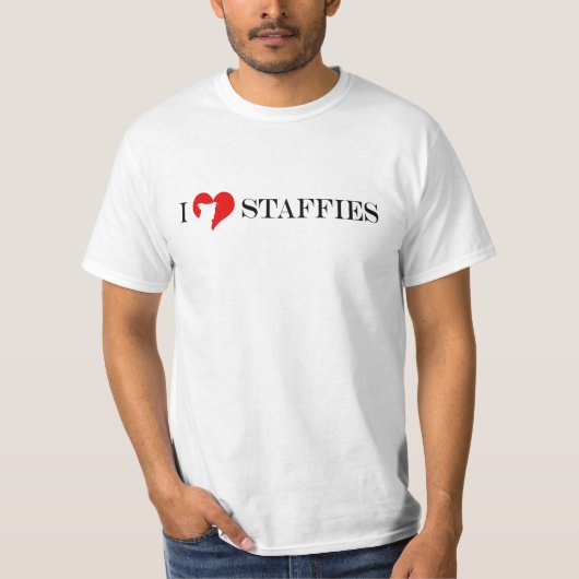 I Heart Staffies - Klassieke Rode en Zwarte Mannen T-shirt (Voorkant)
