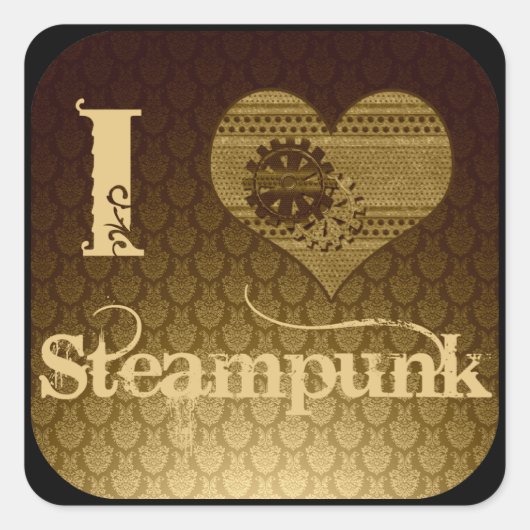I Heart Steampunk Vierkante Sticker (Voorkant)