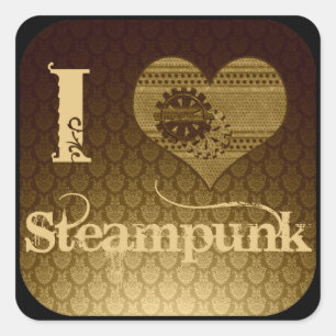 I Heart Steampunk Vierkante Sticker