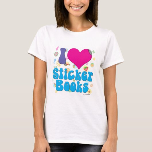 I Heart Sticker Boeken Jeugd Nostalgie Motto T-shirt (Voorkant)