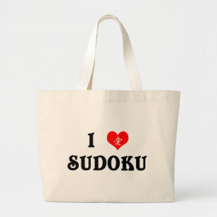 I Heart Sudoku White Canvas tas
