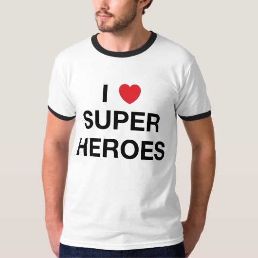 I HEART SUPER HEROES T-Shirt (Voorkant)