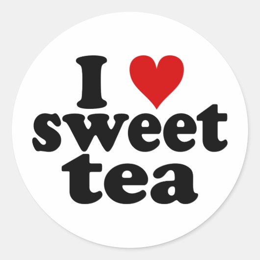 I Heart Sweet Tea Ronde Sticker (Voorkant)