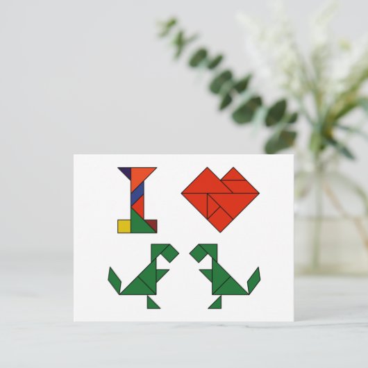 I Heart T-Rex (Tangramosaurus Rex) Briefkaart (Staand voorkant)