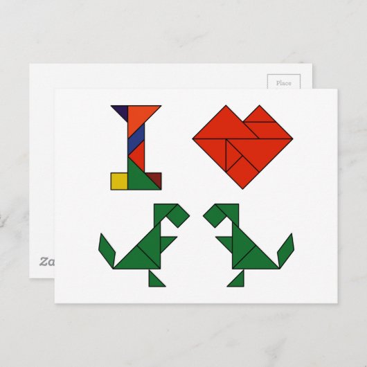 I Heart T-Rex (Tangramosaurus Rex) Briefkaart (Voorkant / Achterkant)