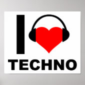 I Heart Techno Funny Poster (Voorkant)