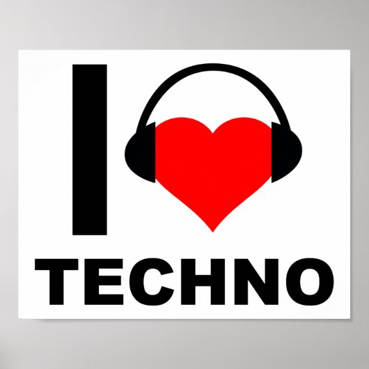 I Heart Techno Funny Poster (Voorkant)