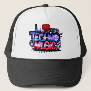 I Heart Techno Music Trucker Pet