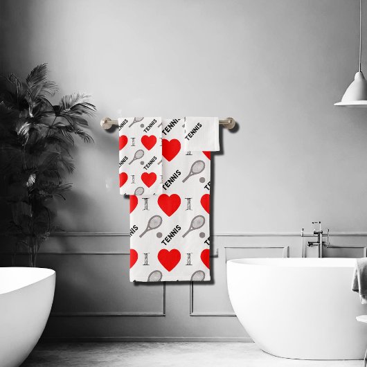 I heart tennis -pattern bath towel set bad handdoek