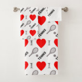 I heart tennis -pattern bath towel set bad handdoek (Insitu)