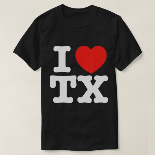 I Heart Texas (TX) Love T-Shirt (Design voorkant)