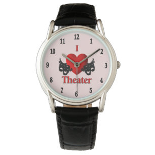 I Heart Theater Black Numbers roze Horloge