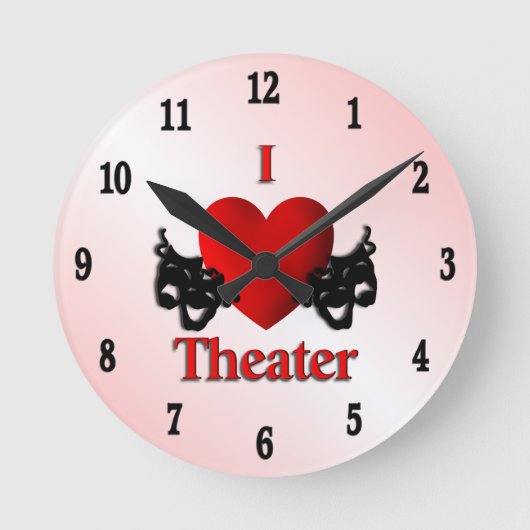 I Heart Theater Pink Ronde Klok (Voorkant)