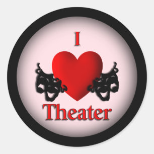 I Heart Theater Pink Ronde Sticker