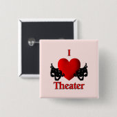 I Heart Theater Pink Vierkante Button 5,1 Cm (Voorkant /achterkant)