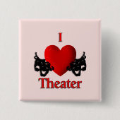 I Heart Theater Pink Vierkante Button 5,1 Cm (Voorkant)