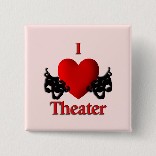 I Heart Theater Pink Vierkante Button 5,1 Cm (Voorkant)