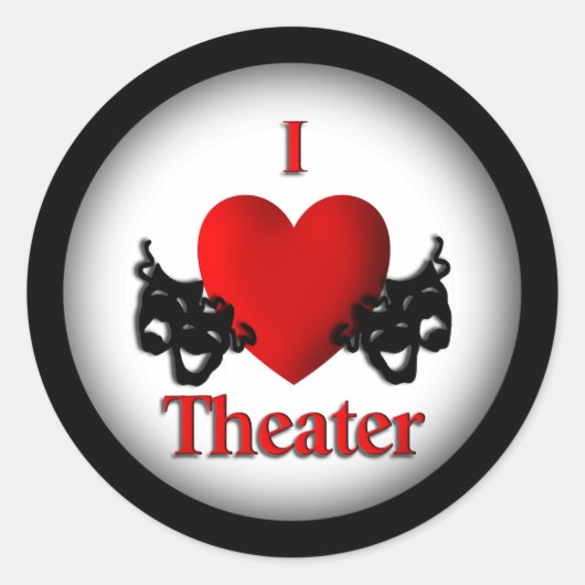 I Heart Theater Ronde Sticker (Voorkant)