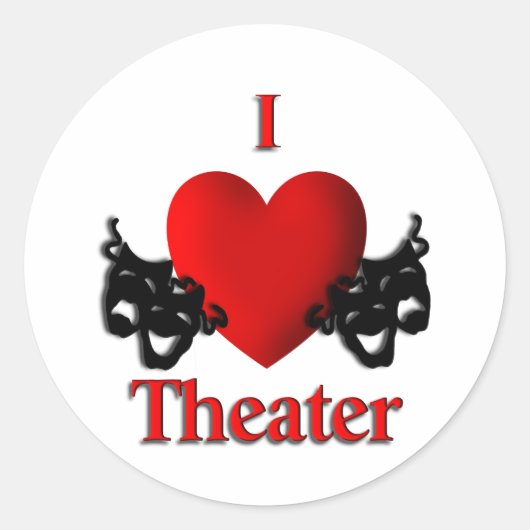 I Heart Theater Ronde Sticker (Voorkant)