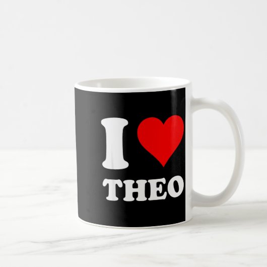 I Heart Theo I Love Theo Red Heart Valentine's Day Koffiemok (Rechts)