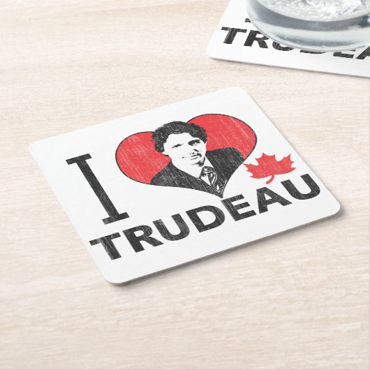I Heart Trudeau Kartonnen Onderzetters (Schuin)
