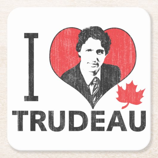 I Heart Trudeau Kartonnen Onderzetters (Voorkant)