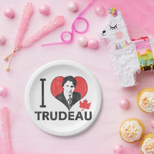 I Heart Trudeau Papieren Bordje (Feest)